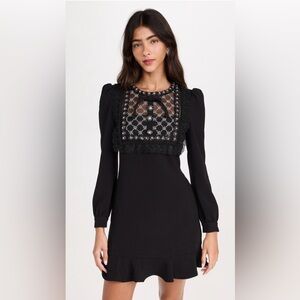Self-Portrait Black Crepe Embellished Dress